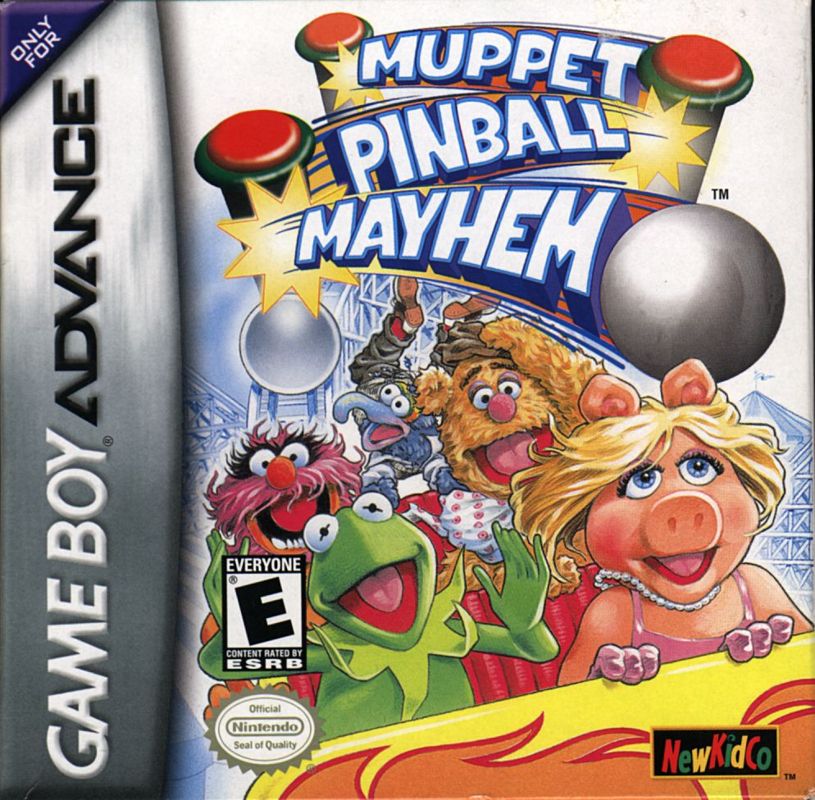 Muppet Pinball Mayhem box art for GameBoy Advance